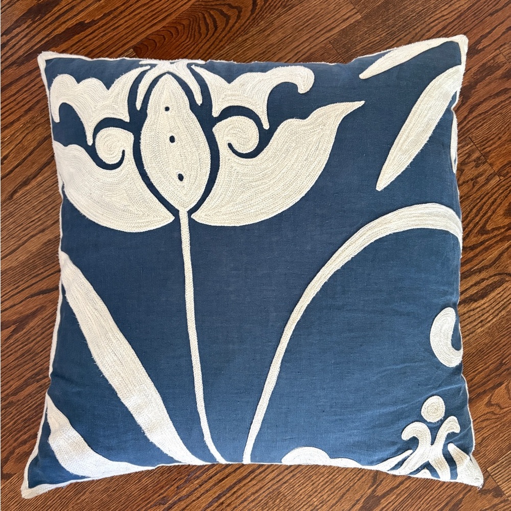 Serena & Lily embroidered 24” pillow cover